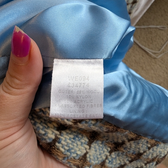 Stylish Baby Blue Houndstooth Winter Coat - Picture 7 of 9